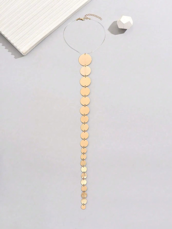 Halskette Gold, Geometrische Kreisförmige Abgestufte Lange Anhänger - Bild 2