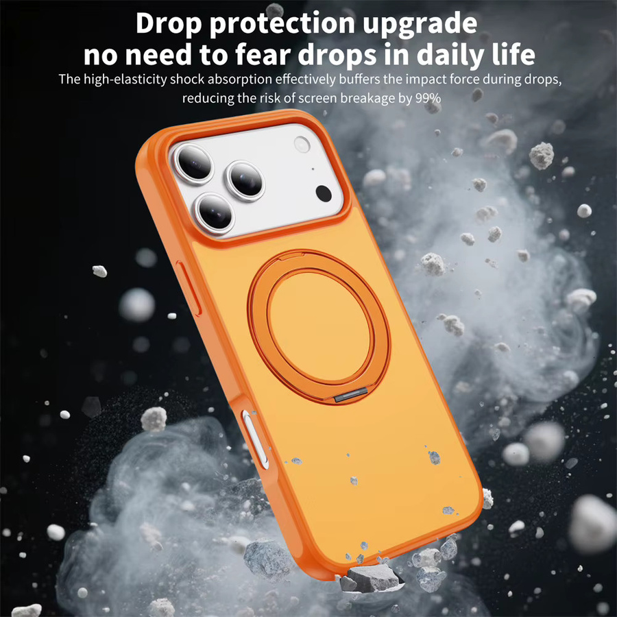 Stoßfeste magnetische iPhone Schutzhülle mit MagSafe Ständer von Xeber in Blau oder Orange - Bild 3