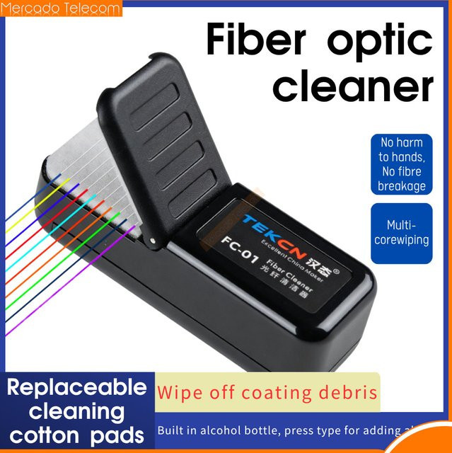 CAILI FC-01 Glasfaser-Reinigungsklammer FTTH-Reinigungswerkzeug mit Reinigungswatte und Alkohol-Aufbewahrungsflasche in Schwarz - Bild 1