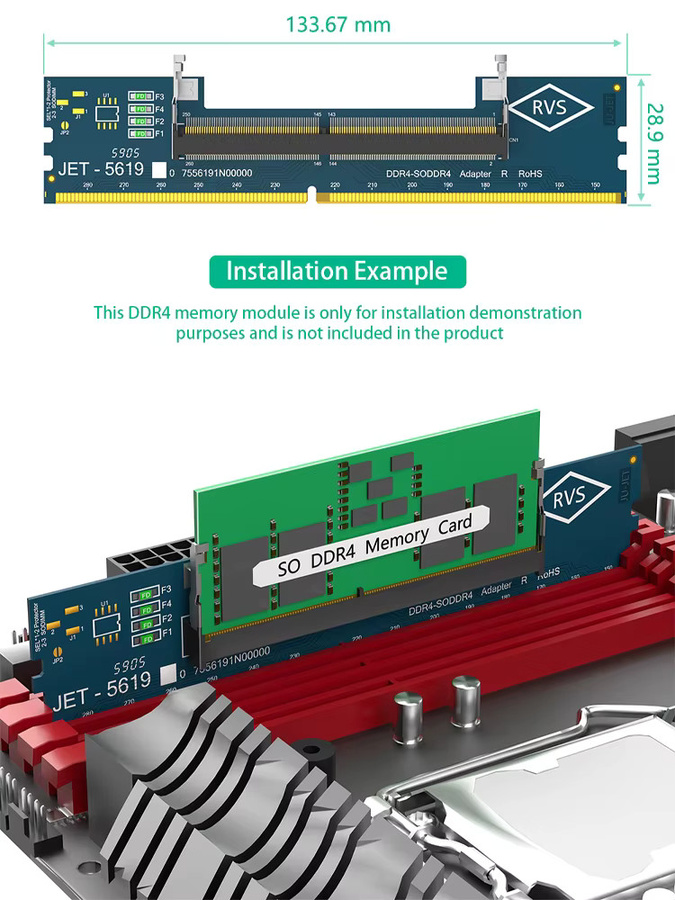 T.F.SKYWINDINTL DDR4 Adapterkarte SO DIMM zu Desktop DDR4 Konverter für Speichertests bis 5600 MHz - Bild 5