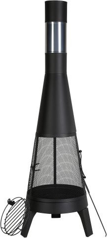 VEVOR Gartenkamin Chiminea aus Stahl in Schwarz mit Grillrost und Kamindeckel, Höhe: 149,5 cm, Durchmesser: 50,8 cm - Bild 1
