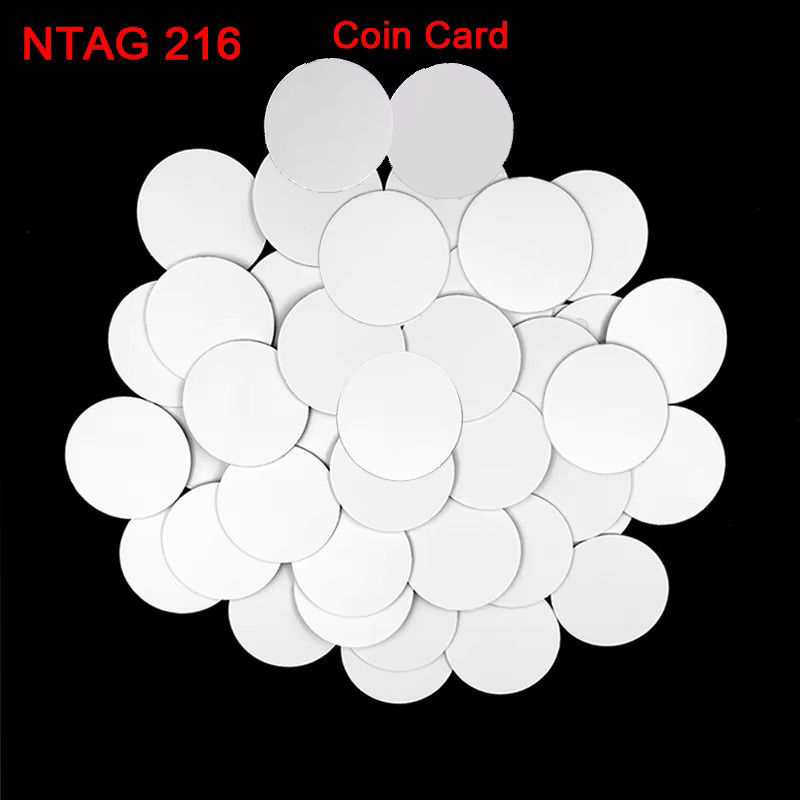 SZGHR NFC 216 Anti-Metall Münzkarte, White, 888 Bytes, 13,56 MHz, ISO14443A RFID Smart-Tags, Durchmesser: 25 mm - Bild 2