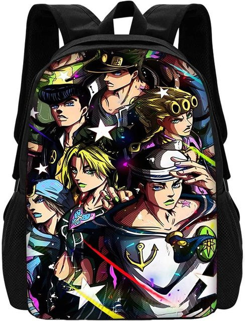 Schulrucksack Set von Fancy Style Studio im JoJo's Bizarre Adventure Design mit Umhängetasche und Federmäppchen, mehrfarbig - Bild 1