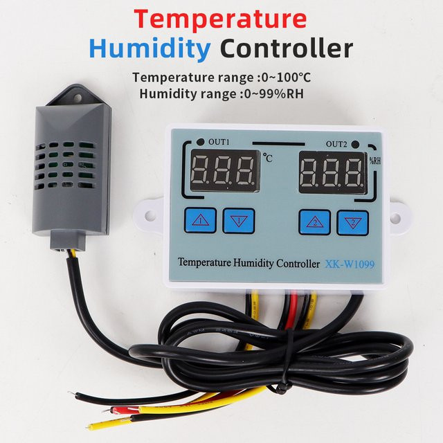 JUANJUAN W1099 Dual LED Digital Temperatur und Feuchtigkeit Controller Thermostat für Heizung und Kühlung in Weiß - Bild 1