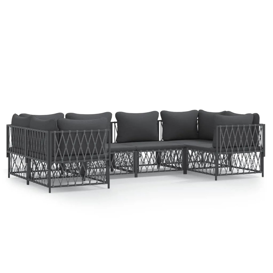vidaXL 6-tlg Garten-Lounge-Set in Anthrazit mit Kissen aus Textilene und pulverbeschichtetem Stahl - Bild 2