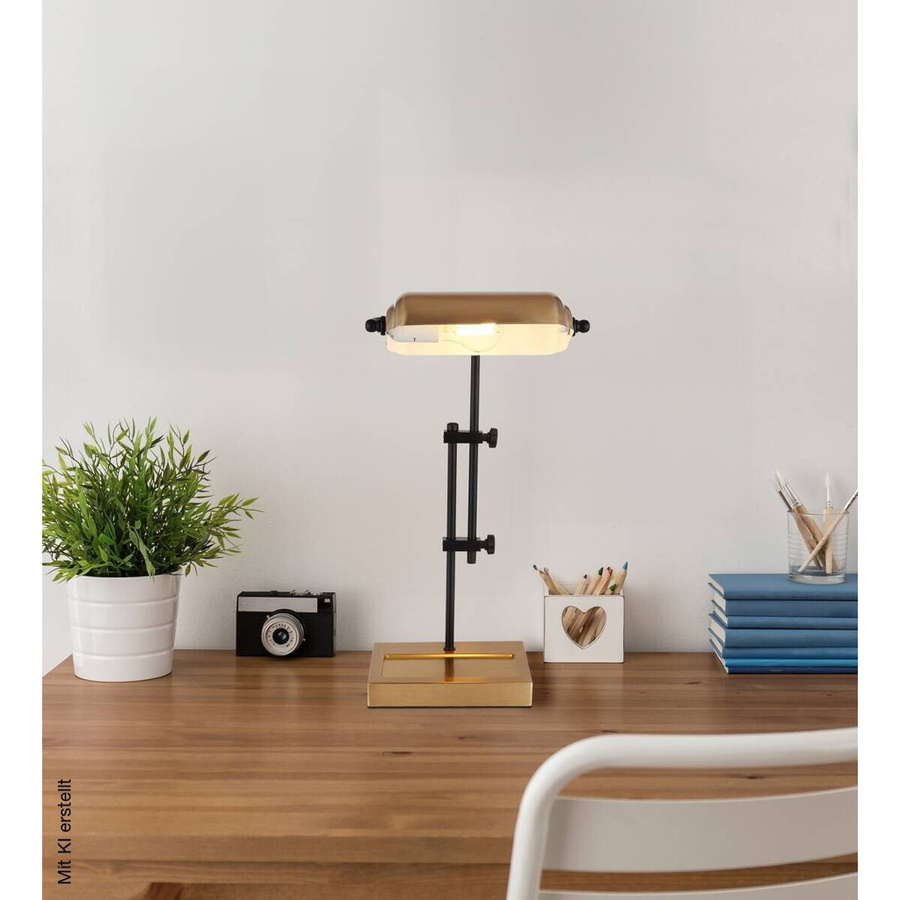 Globo Lighting Tischleuchte Marid in Schwarz und Gold aus Metall mit E27 Fassung, B/T/H: 18,2 x 26,5 x 41 cm - Bild 2