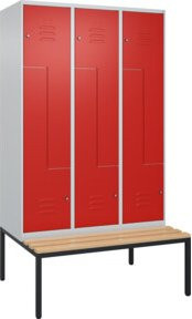 C+P Z-Spind Classic PLUS Sitzbank mit 6 Fächern und Zylinderschloss, Buche-Hartholz und Stahl, B/T/H: 212,0 x 120,0 x 81,5 cm - Bild 1