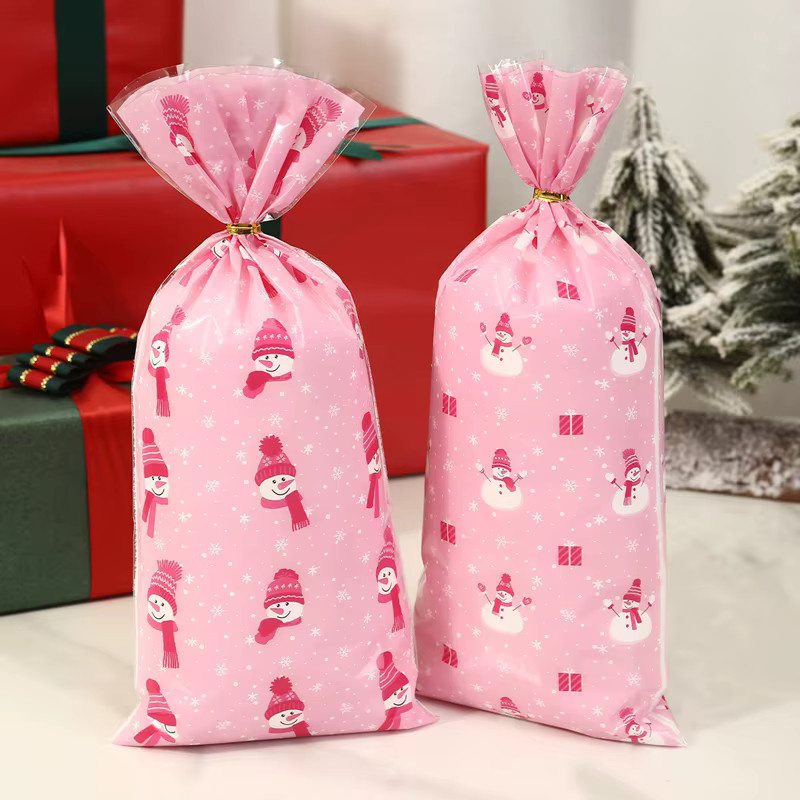 Rosa Schneemann Geschenkbeutel aus Kunststoff für Weihnachts-Süßigkeiten und Geschenke - Bild 2