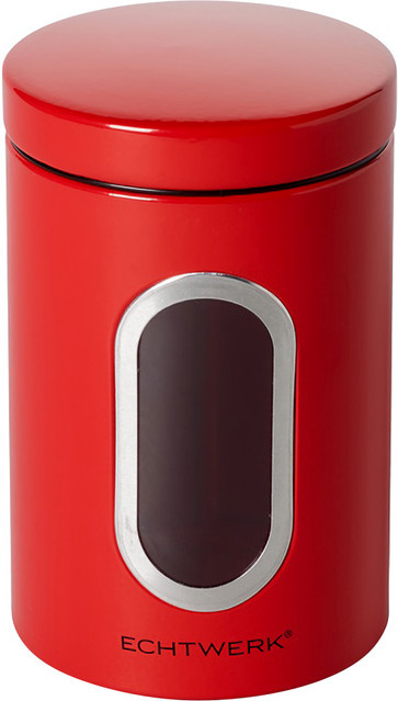 ECHTWERK Vorratsdose single rot zylinderförmig 1,4 l B: 11 cm, T: 18 cm, H: 18 cm - Bild 1