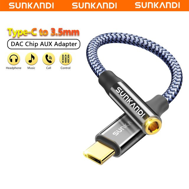 SUNKANDI USB-C auf 3,5 mm Klinke Kopfhörer-Adapter in Grau für iPhone 16 15 und Samsung Xiaomi - Bild 1