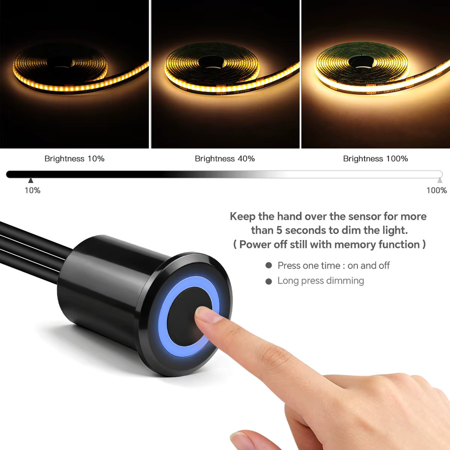 Rybakov COB LED Unterbauleuchte Schwarz mit dimmbarer Lichtleiste und 2-Schalter-Controller als moderne Wand-Hintergrundbeleuchtung oder Nachtlicht - Bild 3