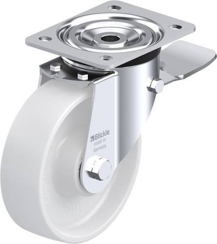 Blickle Lenkrolle L-PO 160K-ST mit Feststeller, Rad-Durchmesser: 16 cm, Tragfähigkeit: 400 kg, Farbe: Weiß - Bild 1
