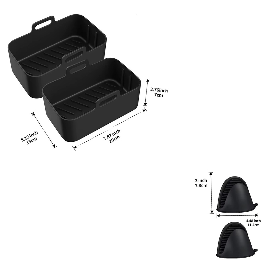2er-Set Silikon-Luftfritteuse-Einsätze für Ninja Foodi Double DZ201, wiederverwendbares Zubehör für Ninja 8QT, Schwarz - Bild 6