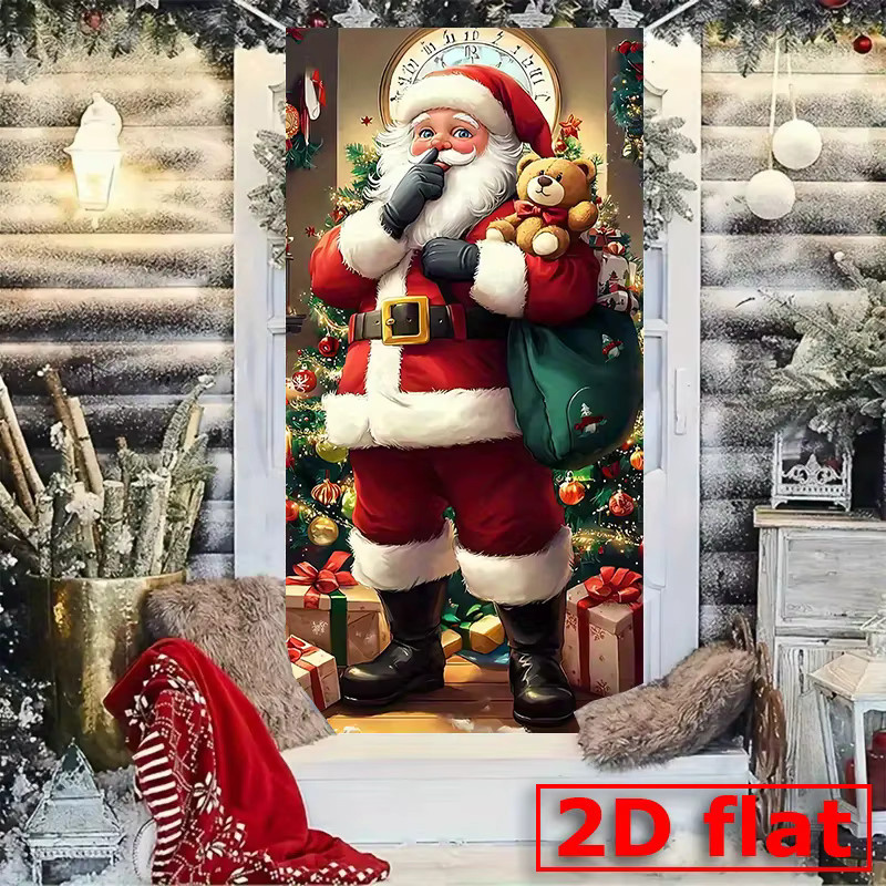 1p2Dfalt Weihnachtsmann Türvorhang Banner als Weihnachtsdekoration für Haustüren in Blau und Mehrfarbig, B: 60 cm, H: 120 cm - Bild 3