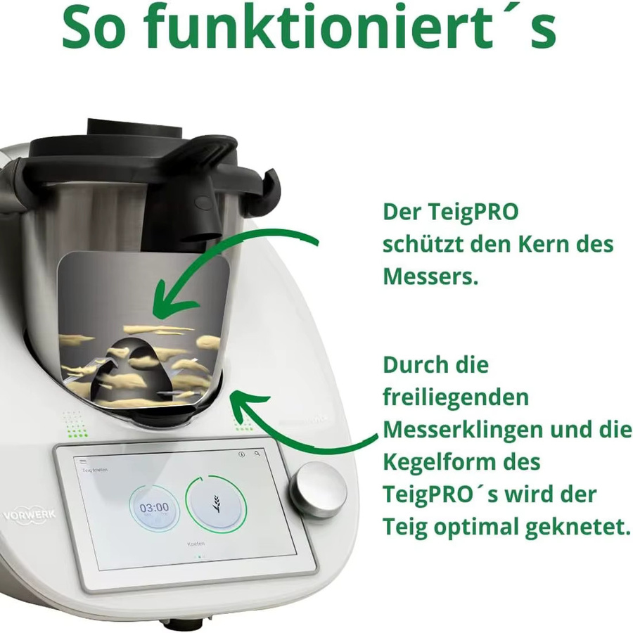 Vorwerk Schutzhülle für Thermomix TM5 TM6 TM31 zur Vermeidung von Teigresten in der Messeröffnung, Grau - Bild 3