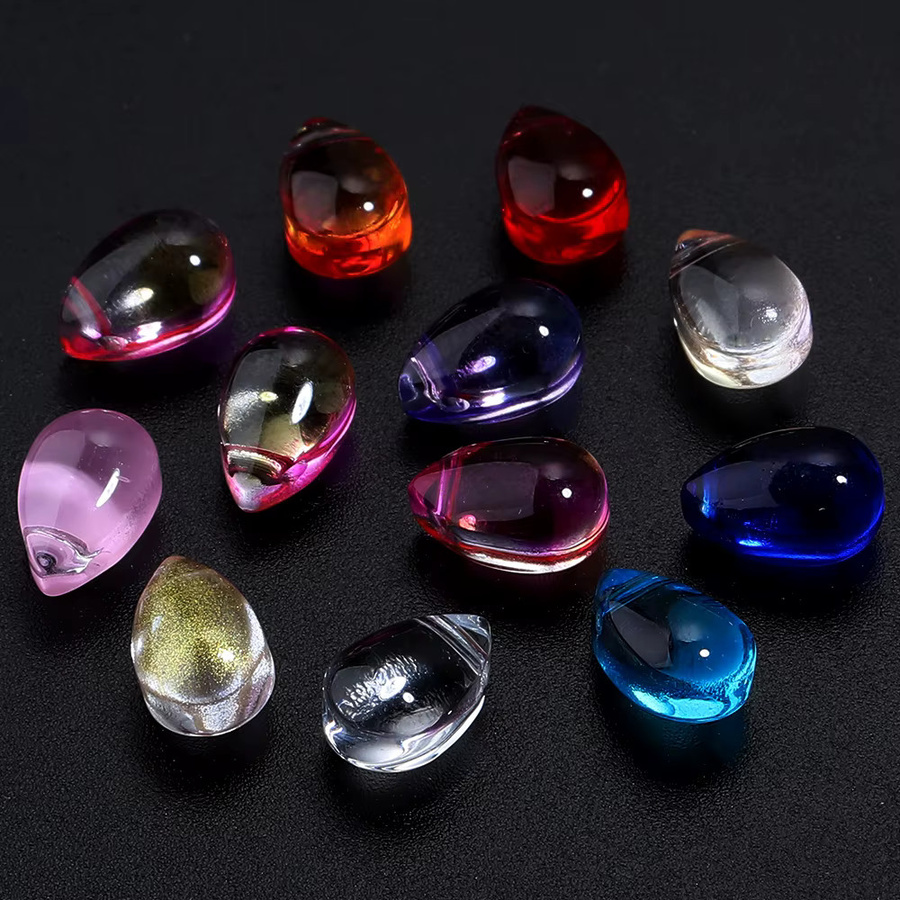 lingsai Glasperlen, Wassertropfen Form, Kristall, Bunt, 9x6mm, 50Stück - Bild 6