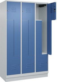C+P Z-Spind Classic PLUS mit 6 Fächern, Sockel, Zylinderschloss, Farbe Grau/Blau, H x B x T: 195 x 120 x 50 cm - Bild 1