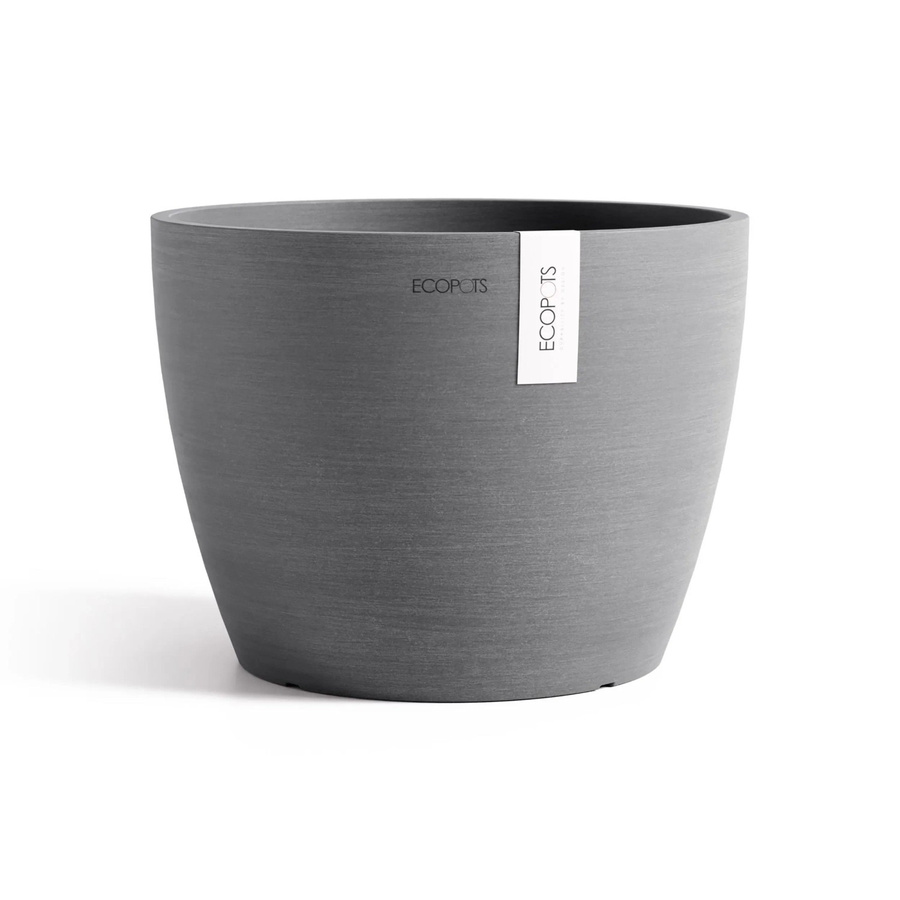 Ecopots Pflanztopf Stockholm Grau rund aus recyceltem Kunststoff, Durchmesser: 31 cm, Höhe: 23,3 cm - Bild 2