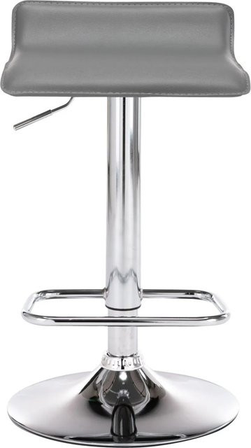DELUKE 2er Set Barhocker DERID in Grau mit Kunstleder und silbernen Elementen, höhenverstellbar, drehbar mit Lehne, B/T/H: 38 x 41 x 65 cm - Bild 1