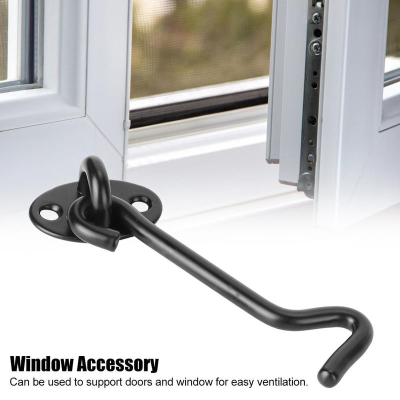 OutsideWorld Hüttenhaken Set aus Edelstahl in Schwarz als Tür- und Fensterriegel Beschlagzubehör - Bild 3