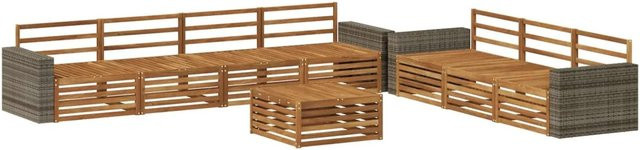 vidaXL Outdoor-Sofagarnitur aus Massivholz Akazie in Braun, 8-teiliges Set in U-Form mit Tisch und Armlehnen, B/T/H: 79 x 79 x 37 cm - Bild 1