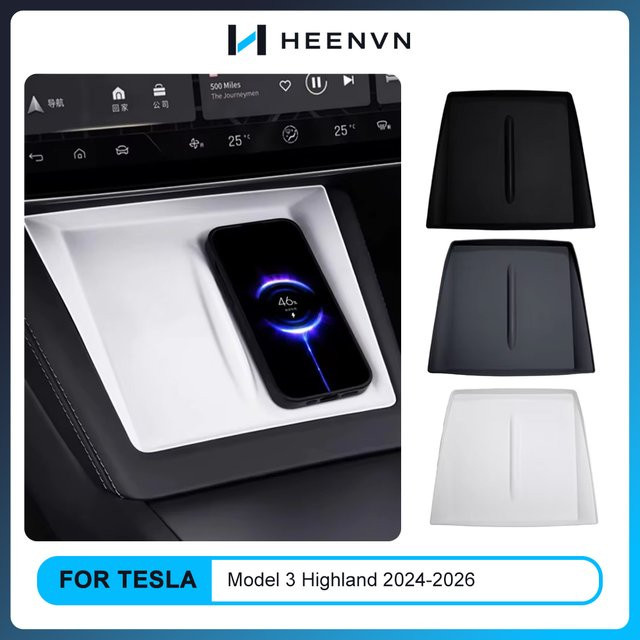 Heenvn Silikon-Schutzmatte für die Mittelkonsole mit Wireless-Ladegerät passend für Tesla Model 3 Highland 2024-2026 - Bild 1
