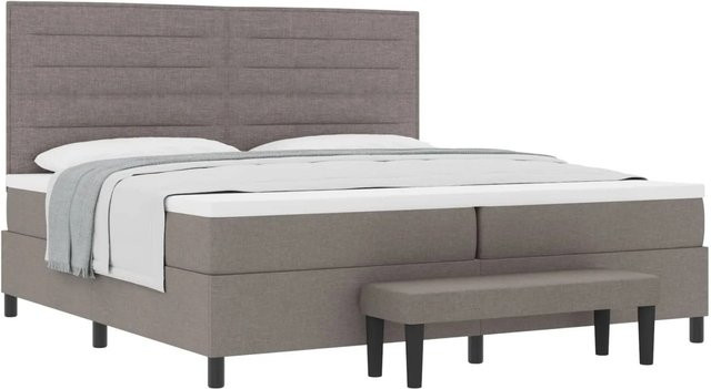 vidaXL Boxspringbett mit Matratze in Taupe, Hybrid-Konstruktion aus Federkern und Schaumstoff, Stoffbezug, B/T: 200 x 200 cm - Bild 1