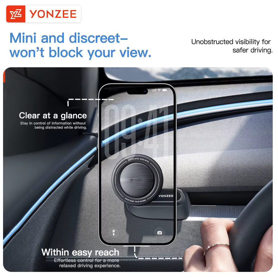 YZ Magnetische Handyhalterung aus Silikon für Tesla Model 3 und Model Y, 360 Grad drehbar, Schwarz - Bild 2