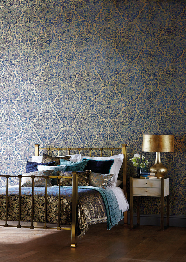 Harlequin Tapete Aurelia Pearl in Weiß und Blau mit geometrischem Abstract-Design aus Vlies - Bild 1
