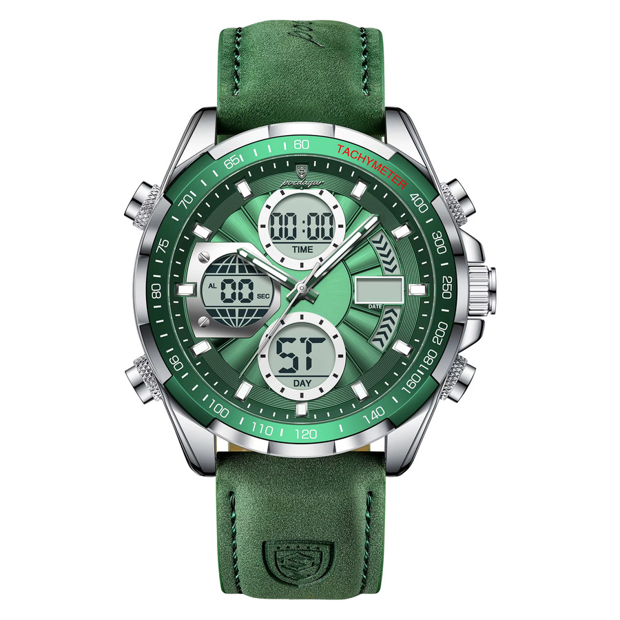 POEDAGAR Digitaluhr, Quarz, Herren, Grün, Bicolor - Bild 7