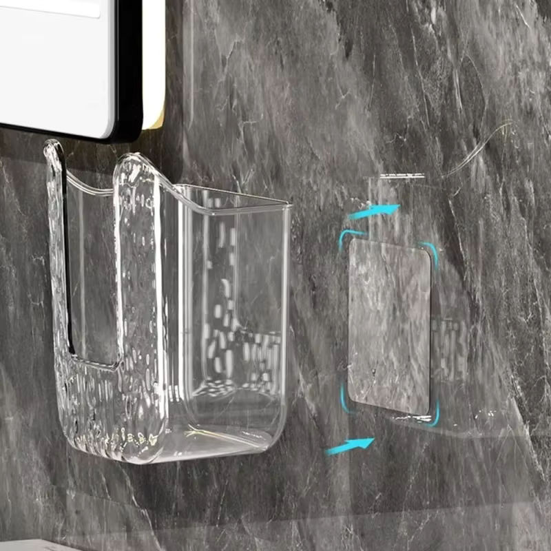 Wandmontierte Taschentuchbox aus Kunststoff in Transparent, platzsparender Toilettenpapierhalter und Serviettenbehälter für das Badezimmer - Bild 5