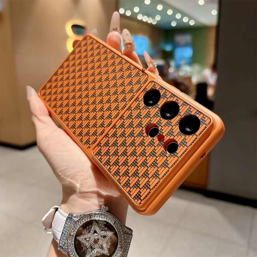 Magnetische Handyhülle mit geometrischem Muster für Samsung S26 Plus S25 S24 S23 Ultra, MagSafe kompatibel, Orange - Bild 1