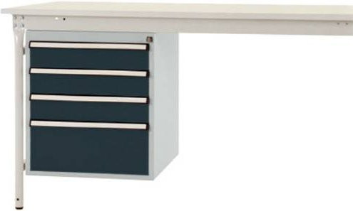 Manuflex ZB4802.7016 Gehäuse-Unterbau stationär in Anthrazit und Weiß mit 4 abschließbaren Schubfächern für Tischtiefe 800 mm und Nutzhöhe 500 mm - Bild 1