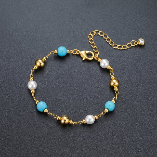Unift Armband, Blau Türkis, Kupfer, Perlen, Damen - Bild 1