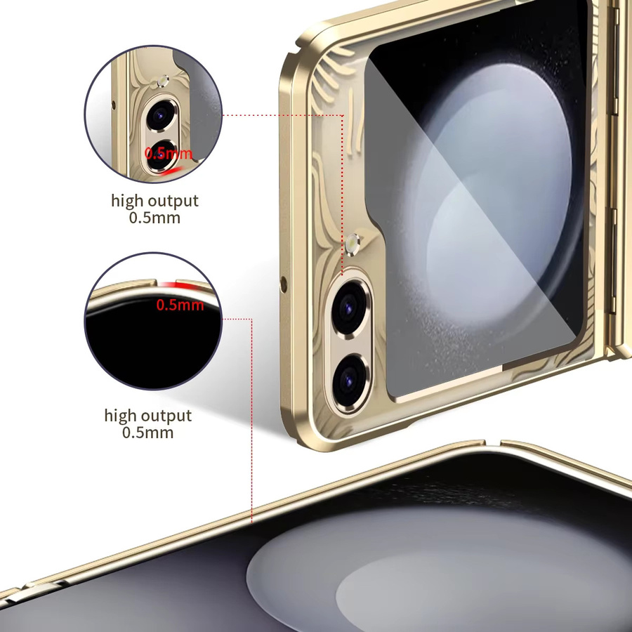 Transparente Galvanik Schutzhülle mit Scharnierschutz für Samsung Galaxy Z Flip 7 6 5 4 3 in Gold - Bild 3