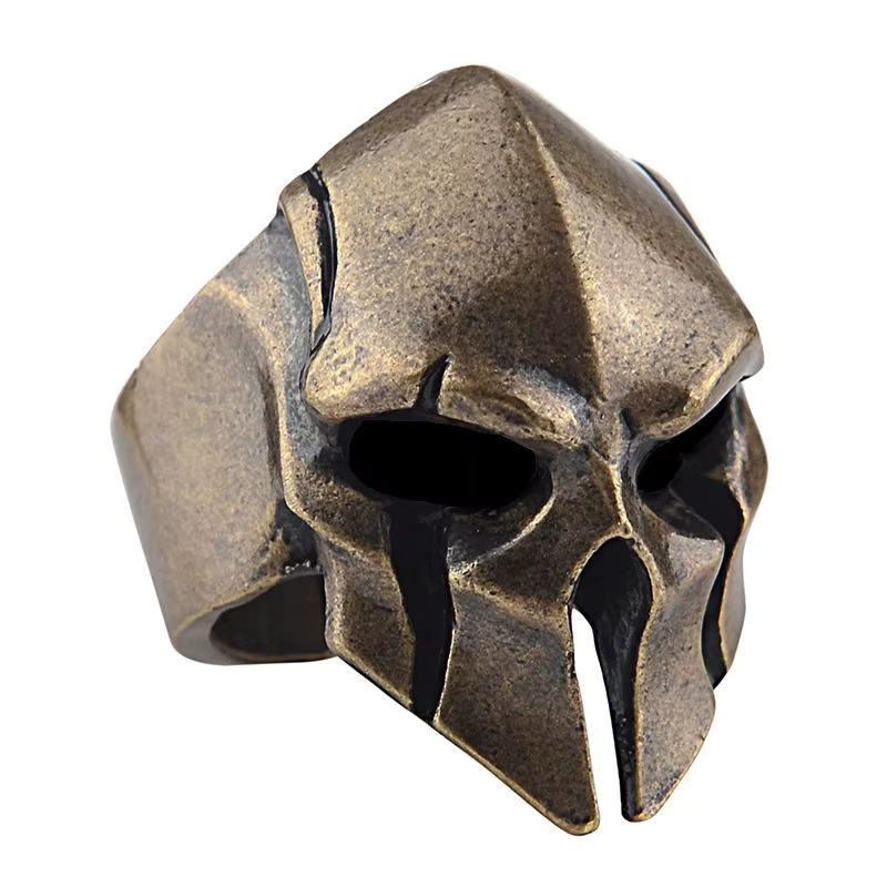 CYTUPR Ring Spartaner Helm Totenkopf, Vintage, Silber, Herren - Bild 3
