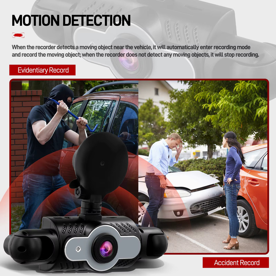 Podofo 4-Kanal Auto-Dashcam mit 1080P Full HD, 3 Zoll Videorekorder in Schwarz mit Bewegungserkennung, Parküberwachung und Schleifenaufnahme für Front, Heck, Links und Rechts - Bild 4