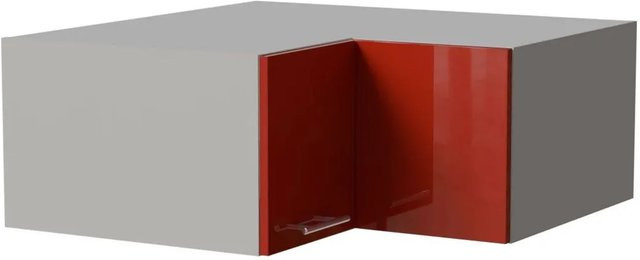 Feldmann-Wohnen Eckaufsatzschrank Brerra Küchenschrank in Grau und Karminrot Hochglanz B/T/H: 90 x 36 x 90 cm - Bild 1
