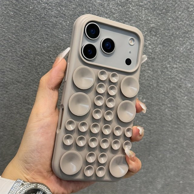 Stoßfeste Silikon-Handyhülle mit kreisförmigem Saugnapf und Luftadsorption für iPhone 17, 16, 15, 14 und Pro Max von Jinitaimeik in Braun - Bild 1