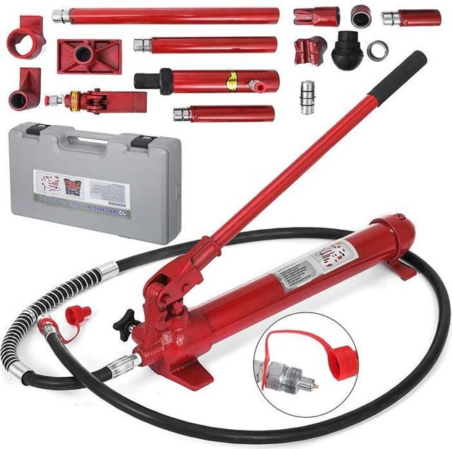 VEVOR Tragbarer Hydraulikzylinder 10 Tonnen Hydraulikwagenheber Kit in Rot - Bild 1