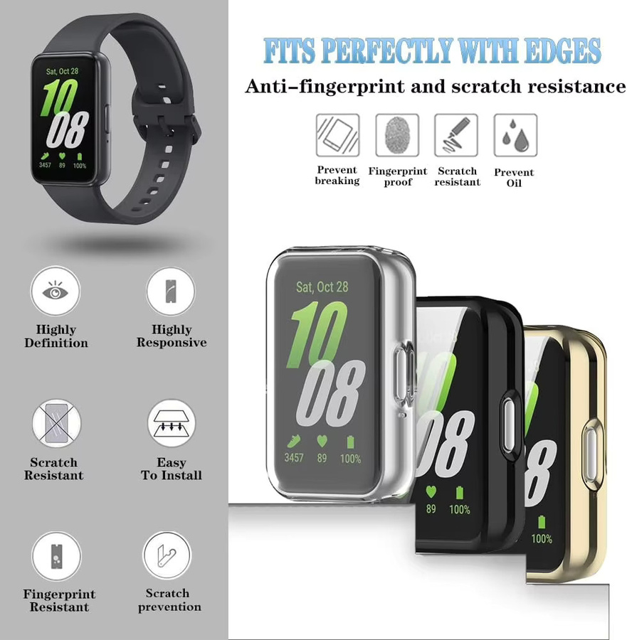 samusak Uhrenhülle für Samsung Galaxy Fit 3, Kunststoff, Schwarz, Unisex - Bild 3