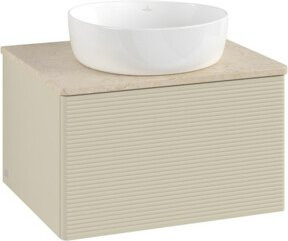 V&B Waschtischunterschrank Antao mit Frontstruktur und Beleuchtung, Grau lackiert, B/T/H: 60 x 36 x 50 cm - Bild 1