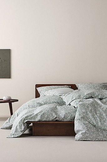 Jotex Bettbezug ANEMONE in Grün mit floralem Retro-Design aus Baumwolle - Bild 1