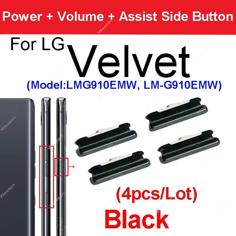 LG Velvet 5G Ersatzteil-Set für Power, Volume und Assist Seitentasten in Blau - Bild 2