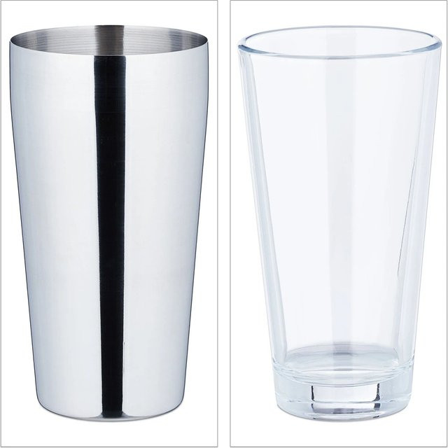 Relaxdays Boston Cocktail Shaker aus Glas und Edelstahl in Transparent und Silber mit 400 ml und 600 ml - Bild 1