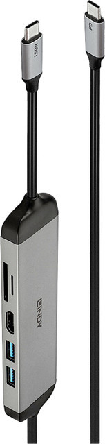 LINDY USB 3.2 Type C Laptop Micro Dockingstation mit HDMI und USB PD Ladekabel 1,4m in Schwarz/Grau (43326) - Bild 1