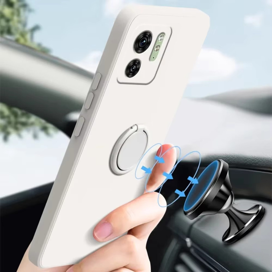 Silikon Schutzhülle für Motorola Edge 40 mit integriertem Ringhalter und Ständer in Rot - Bild 2