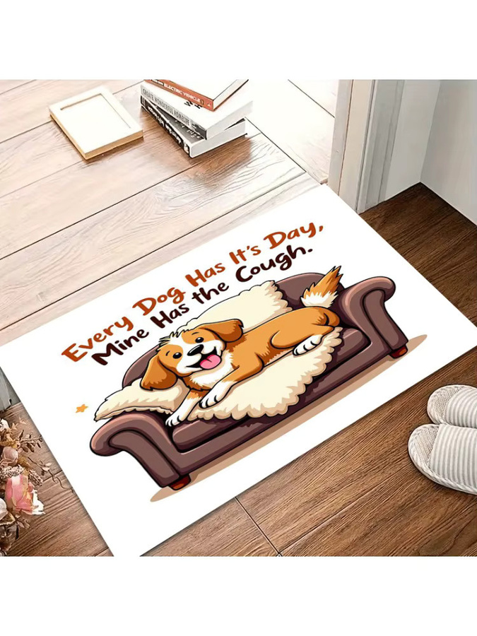 Waschbarer und rutschfester Kinderteppich Jeder Hund hat seinen Tag in Weiß für Wohnzimmer, Kinderzimmer oder Schlafzimmer - Bild 4