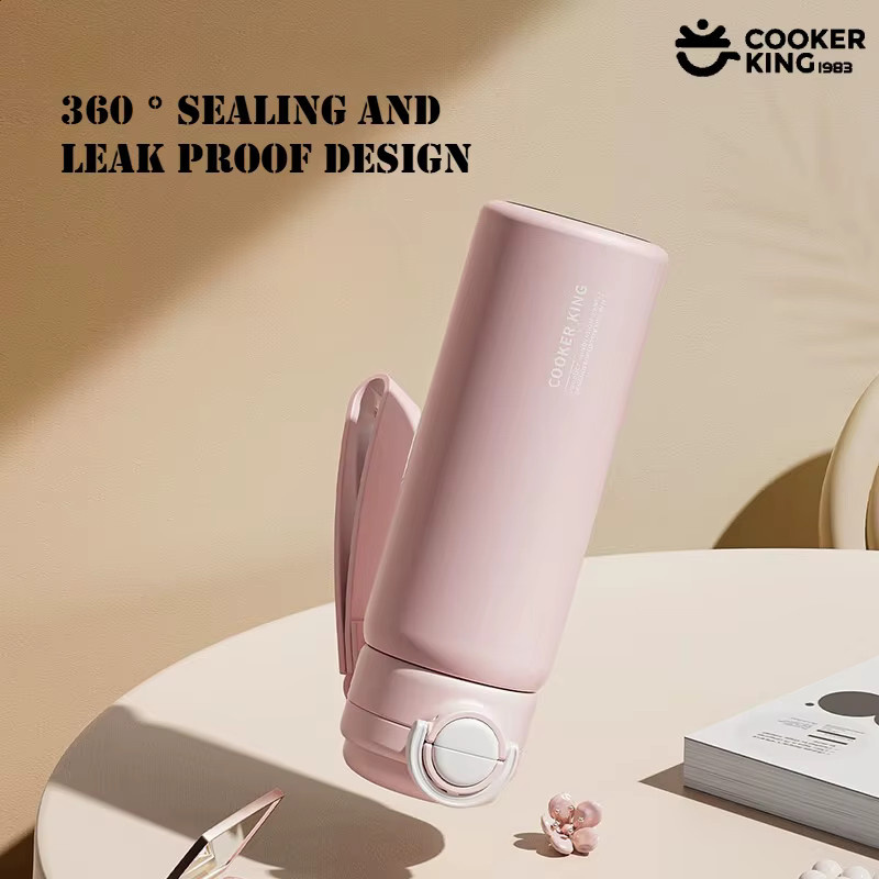 COOKER KING Doppelgetränk-Thermosbecher mit Strohhalm aus Edelstahl in Pink, 550 ml - Bild 3