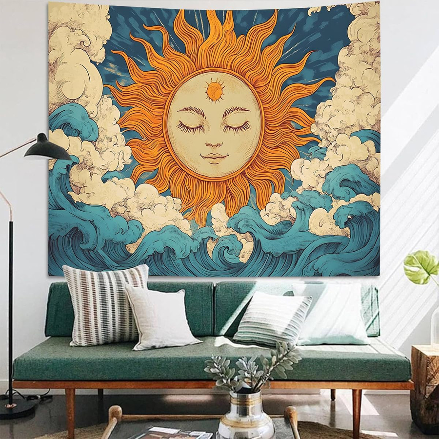 JMG Household Supplies Boho Wandteppich mit Sonnen- und Sonnenblumen-Motiv in Multicolour, Breite: 70 cm, Höhe: 100 cm - Bild 2